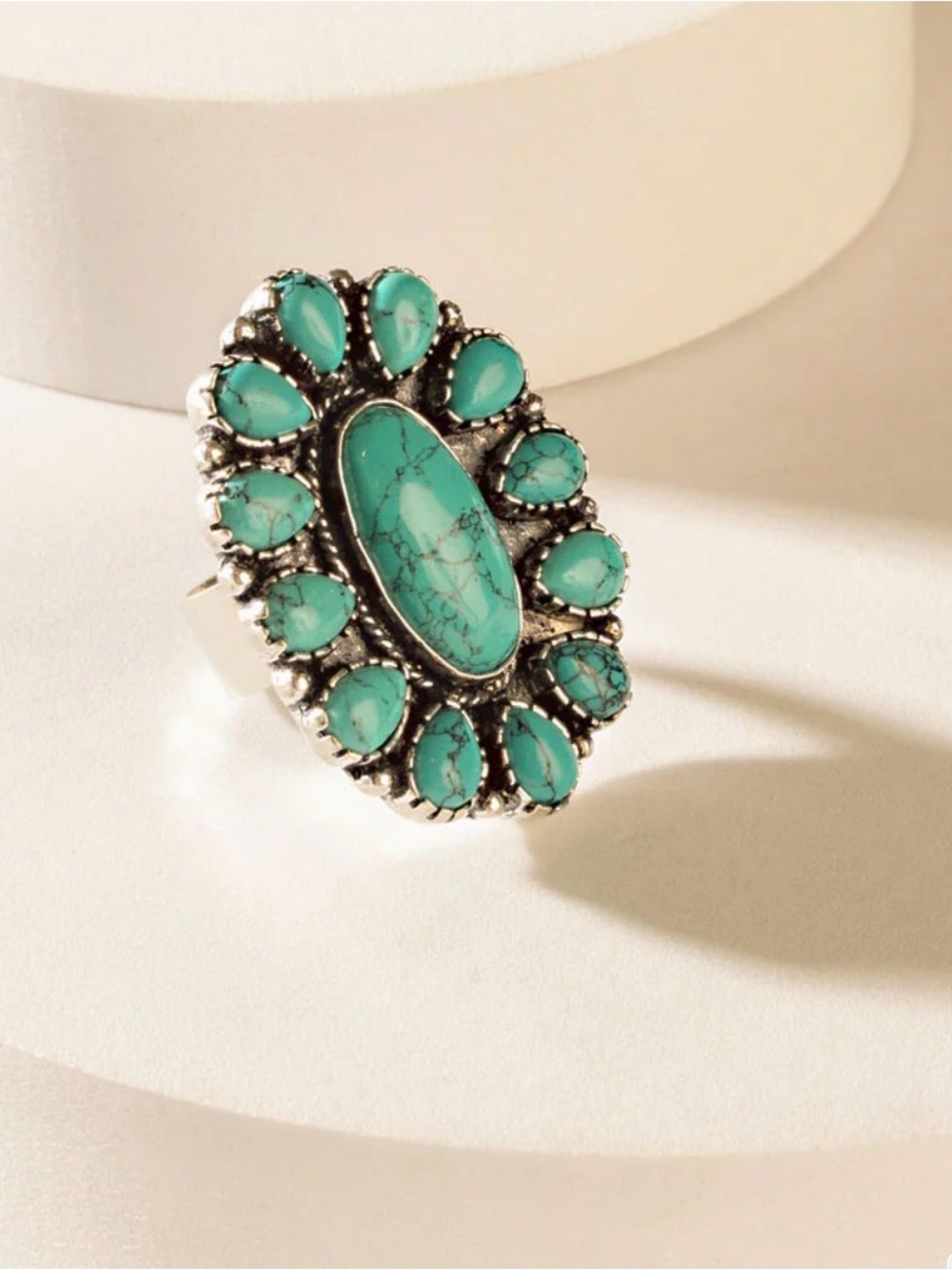 MYRA THE SUNCHASER RING IN ANTIQUE TEAL